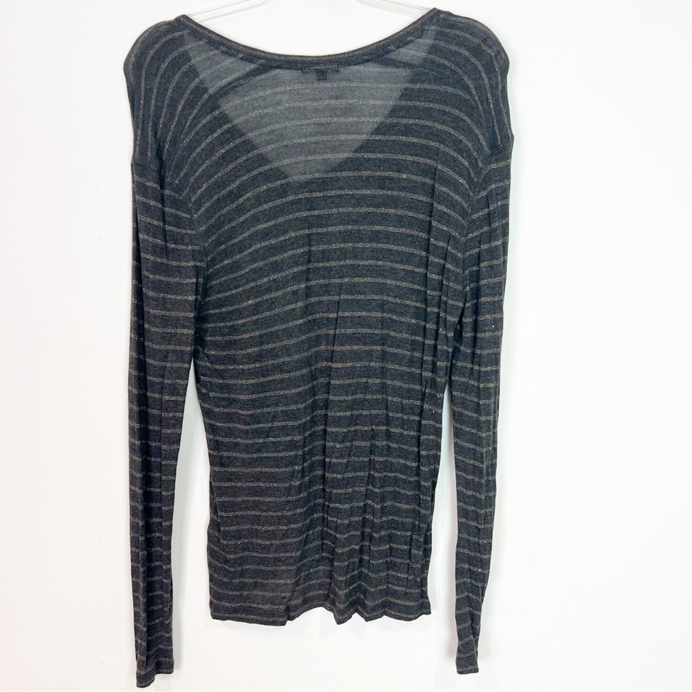 Rails Gray With Metallic Bronze Stripe V-Neck Lon… - image 4